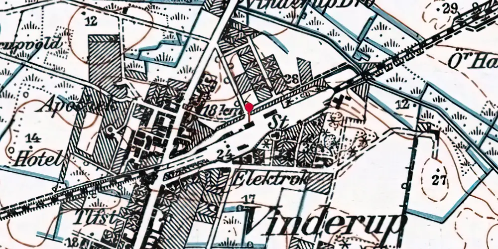 Historisk kort over Vinderup Station [1915-1973]