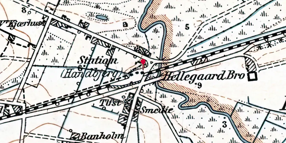 Historisk kort over Handbjerg Station [1946-1966]