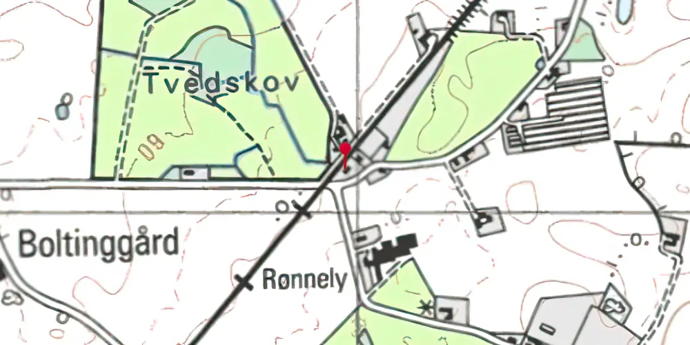 Historisk kort over Boltingegaard Billetsalgssted [1930-1954]