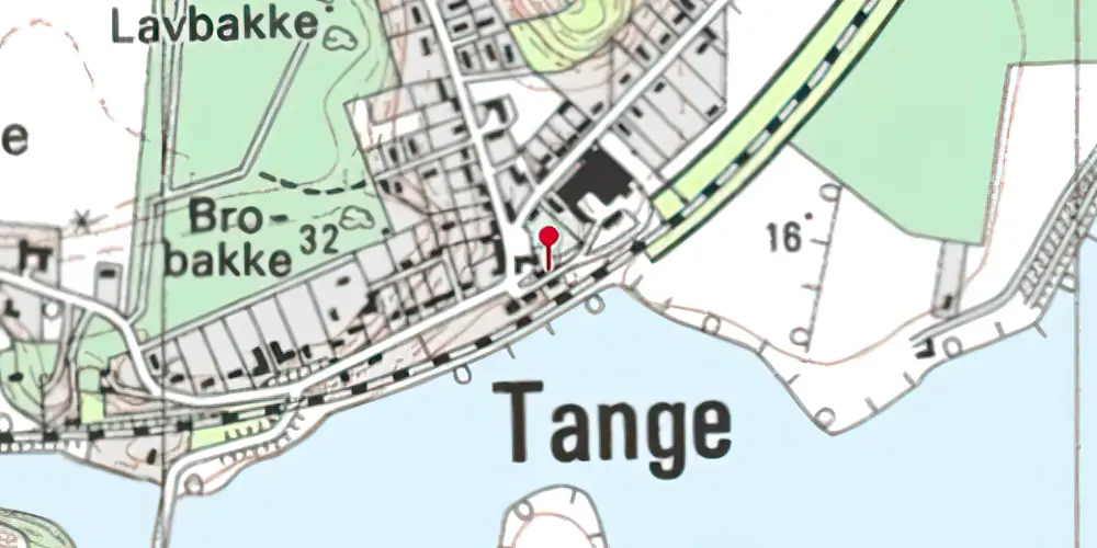 Historisk kort over Tange Billetsalgssted [1894-1908]