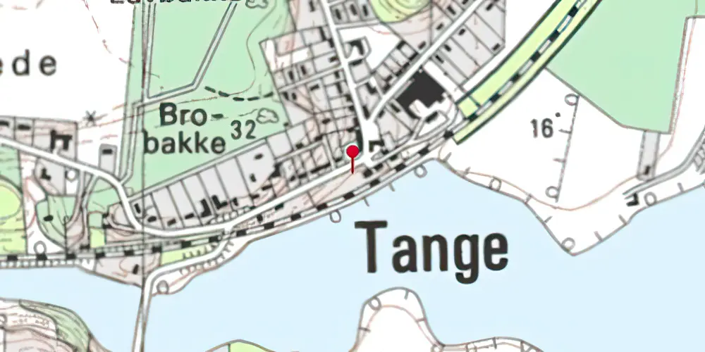 Historisk kort over Tange Billetsalgssted med Sidespor [1908-1920]