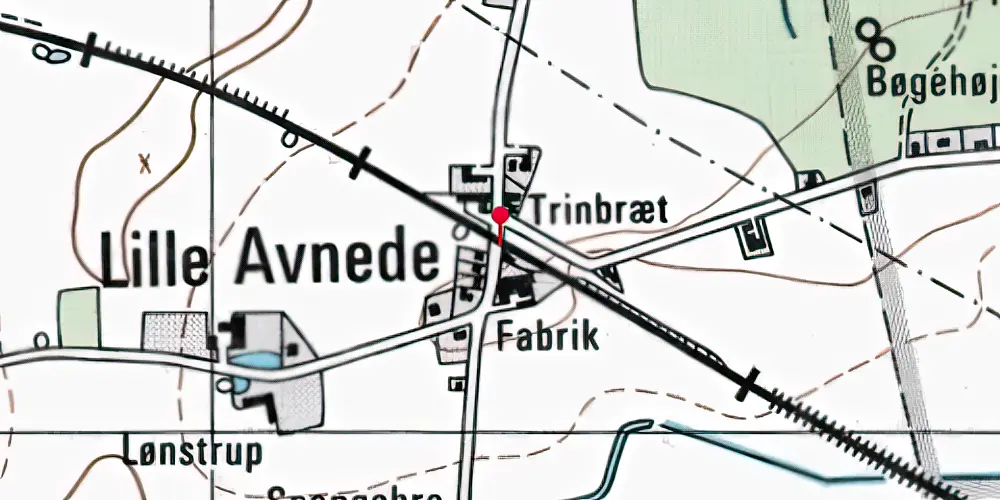 Historisk kort over Avnede Holdeplads [1874-1991]