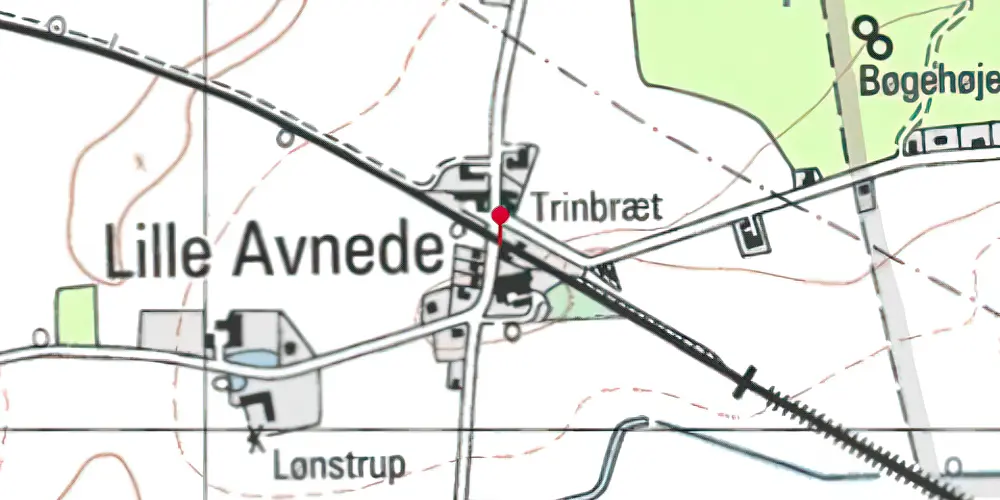 Historisk kort over Avnede Holdeplads [1874-1991]