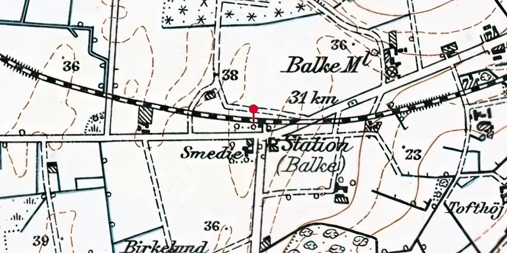 Historisk kort over Balka Station [1935-1945]