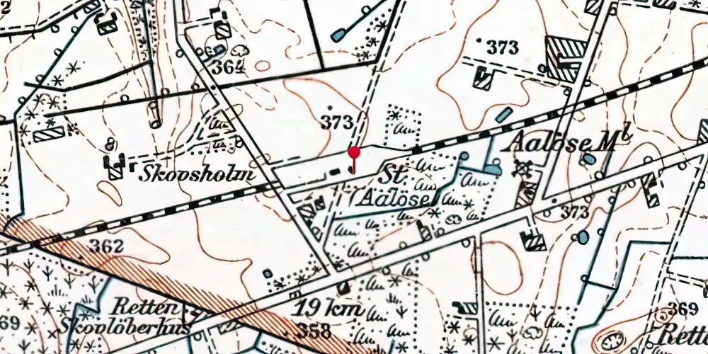 Historisk kort over Åløse Togfølgestation [1916-1921]