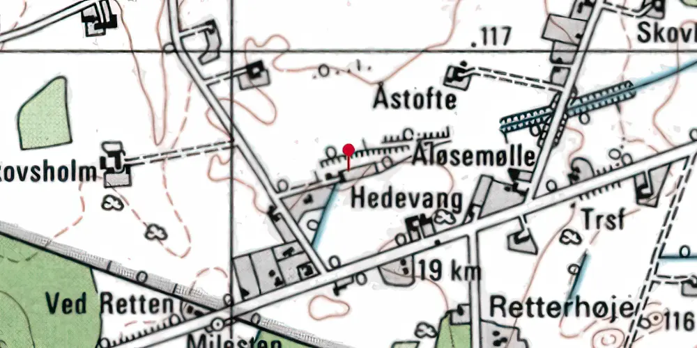 Historisk kort over Åløse Togfølgestation [1916-1921]