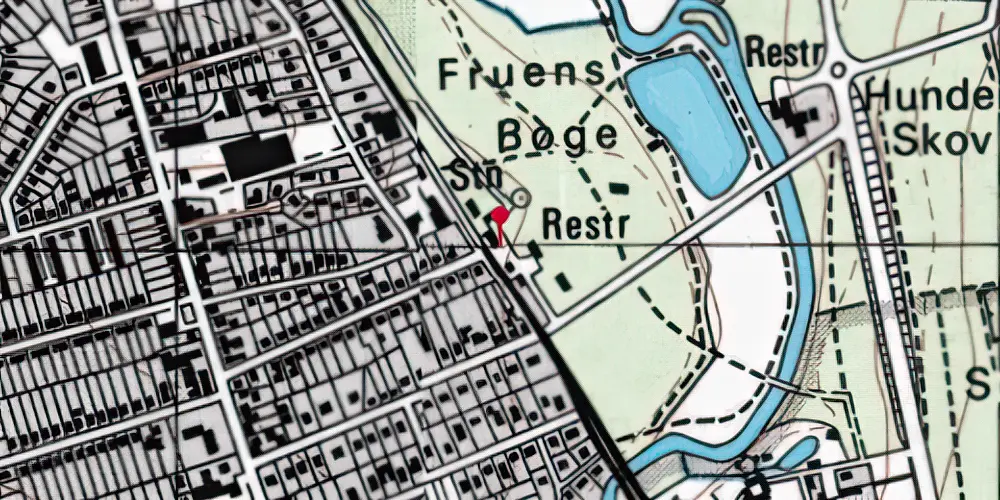 Historisk kort over Fruens Bøge Station Historisk kort over Fruens Bøge Station