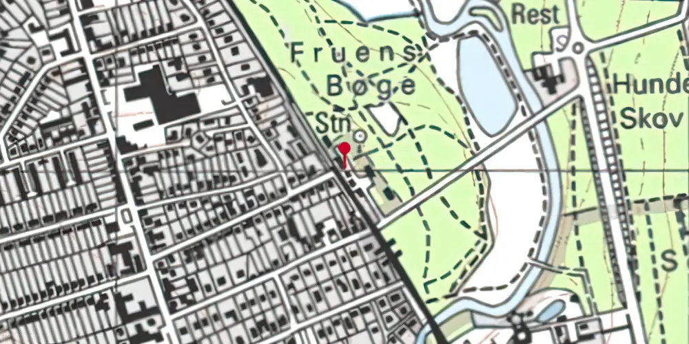 Historisk kort over Fruens Bøge Station Historisk kort over Fruens Bøge Station