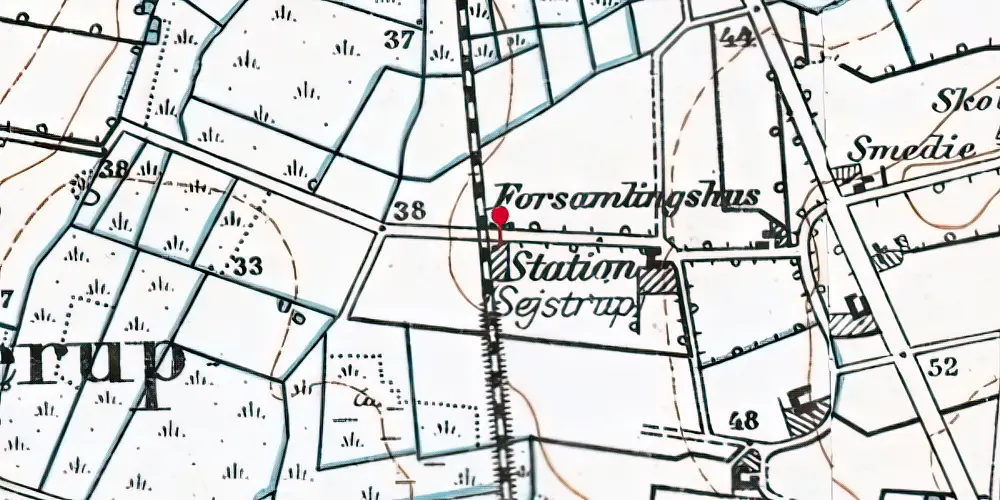 Historisk kort over Sejstrup Billetsalgssted [1917-1957]