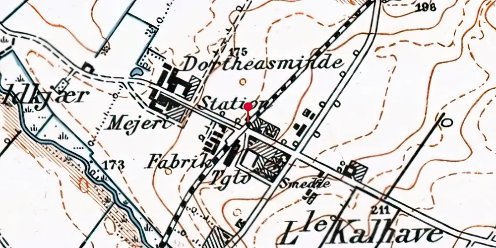 Historisk kort over Dortheasminde Trinbræt med Sidespor [1892-1899]