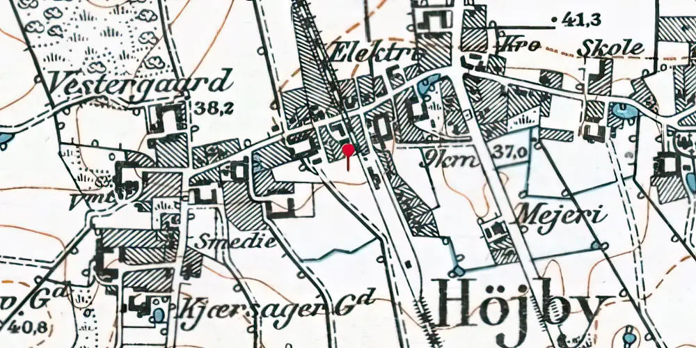 Historisk kort over Højby (Fyn) Trinbræt