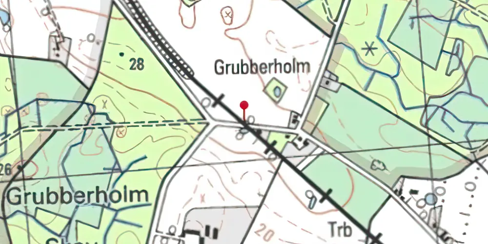 Historisk kort over Grubberholm Trinbræt med Sidespor [1926-1932]