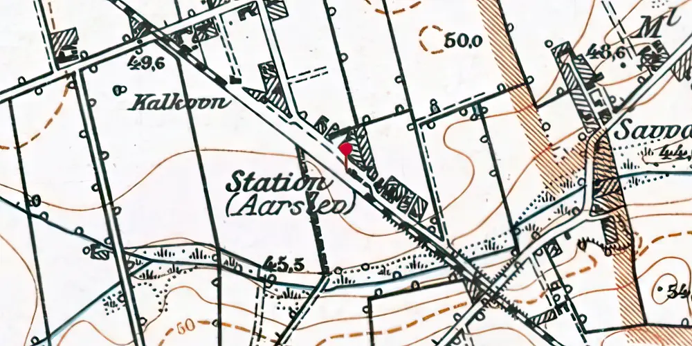 Historisk kort over Årslev Station