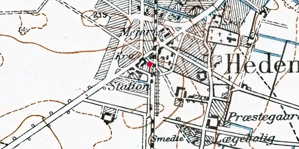 Historisk kort over Hedensted Holdeplads [1889-1920]