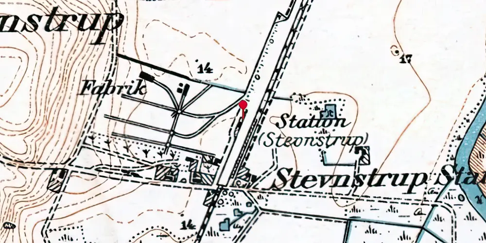 Historisk kort over Stevnstrup Billetsalgssted [1903-1904]