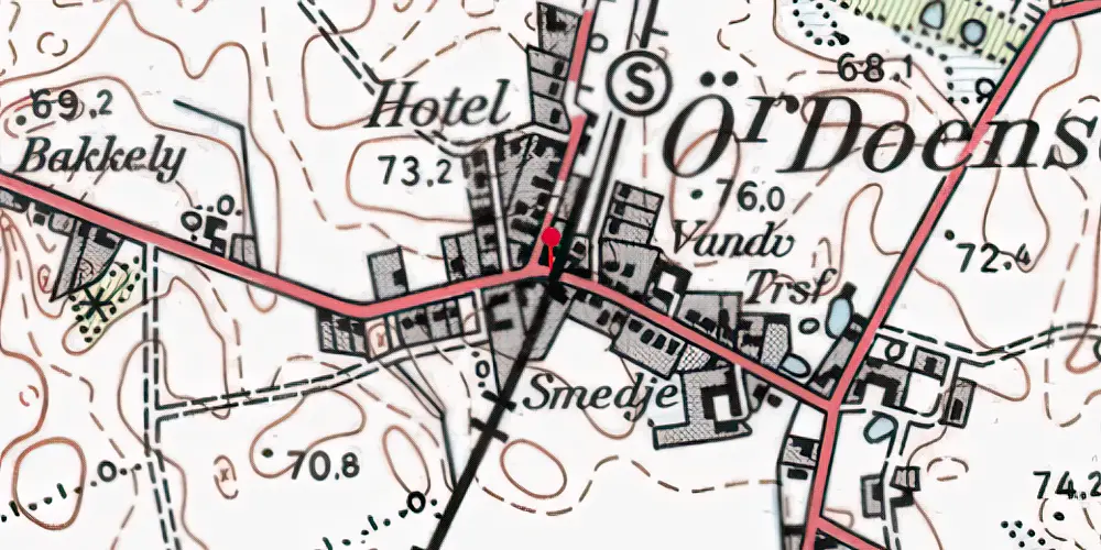 Historisk kort over Øster Doense Holdeplads [1882-1904]