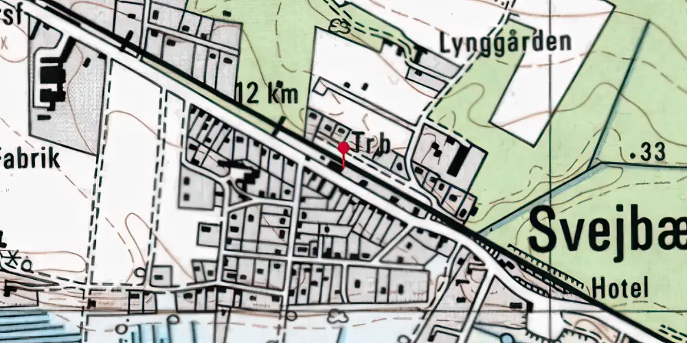 Historisk kort over Svejbæk Station [1900-1968]