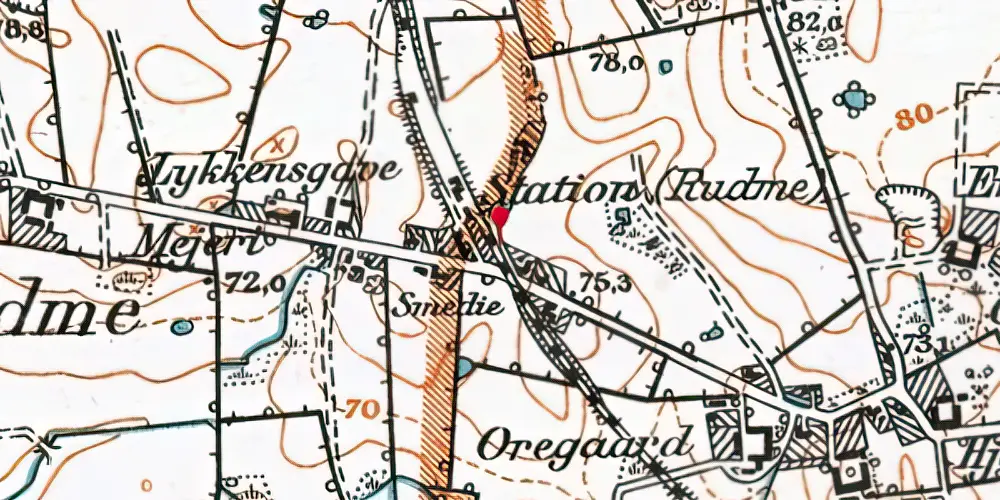 Historisk kort over Rudme Trinbræt Historisk kort over Rudme Trinbræt