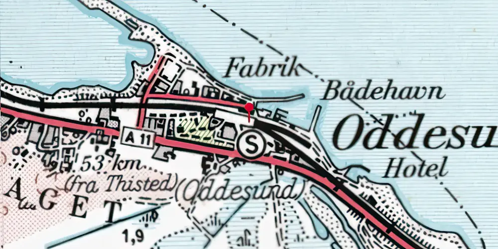 Historisk kort over Oddesund Nord Færgestation [1882-1938]