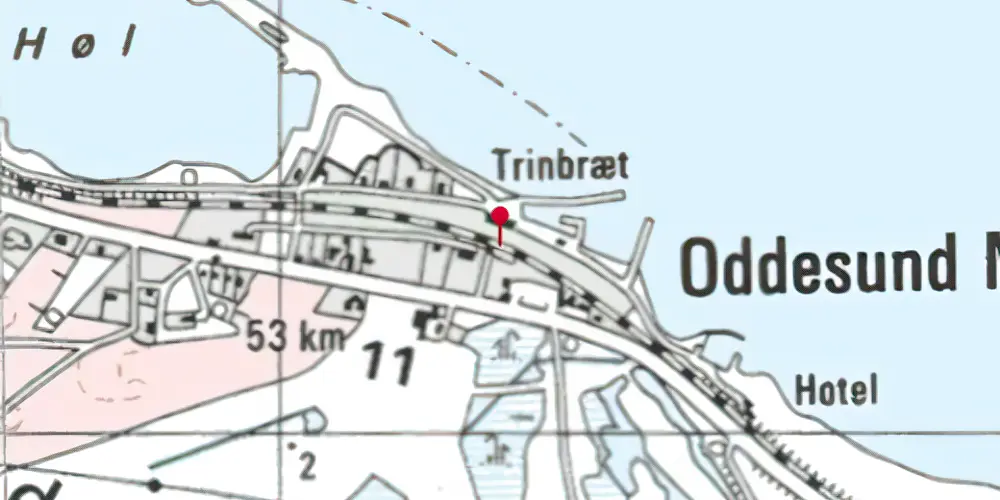 Historisk kort over Oddesund Nord Færgestation [1882-1938]