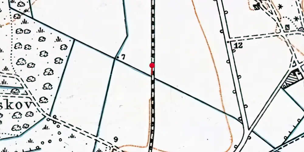 Historisk kort over Rugvænget Sidespor Historisk kort over Rugvænget Sidespor