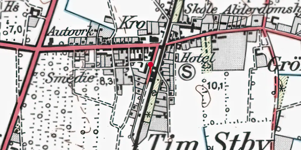 Historisk kort over Tim Station [1875-1970]