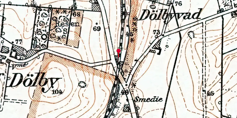 Historisk kort over Dølbyvad Billetsalgssted [1926-1939]
