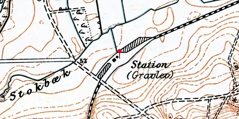 Historisk kort over Gravlev Station [1901-1933]