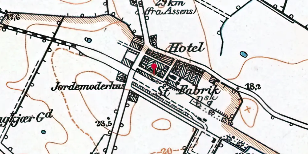 Historisk kort over Kauslunde Holdeplads med sidespor [1899-1922]