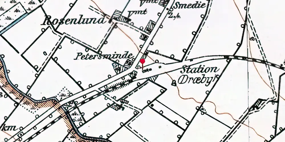 Historisk kort over Dræby Station Historisk kort over Dræby Station