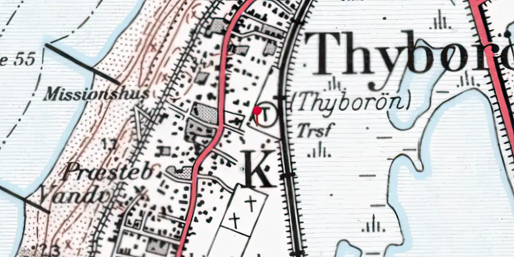 Historisk kort over Thyborøn Billetsalgssted [1940-1950]