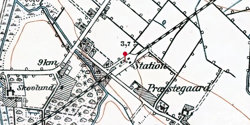 Historisk kort over Agedrup Holdeplads med sidespor [1900-1913]