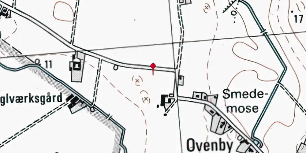 Historisk kort over Meelse Trinbræt med Sidespor [1927-1961]