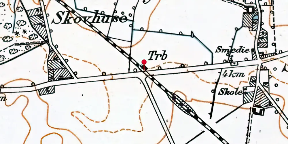 Historisk kort over Sønder Vedby Trinbræt [1928-1965]
