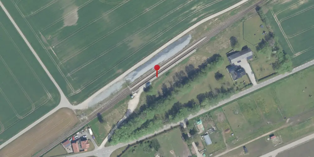 Historisk kort over Østerbjerg Trinbræt med Sidespor [1916-1990]