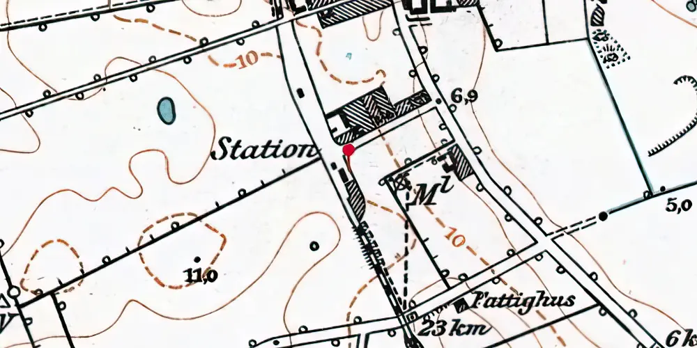 Historisk kort over Mesinge Station