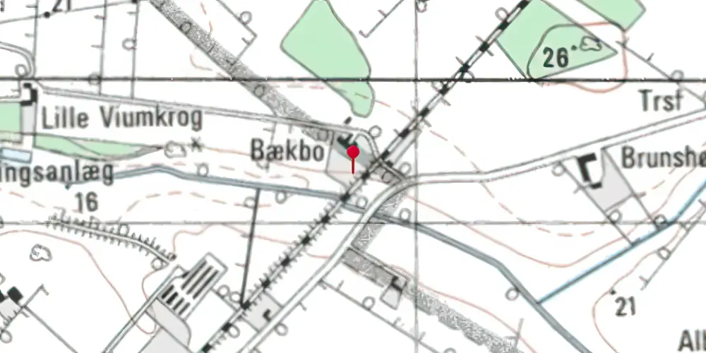 Historisk kort over Nørre Vium Brunkulssidespor