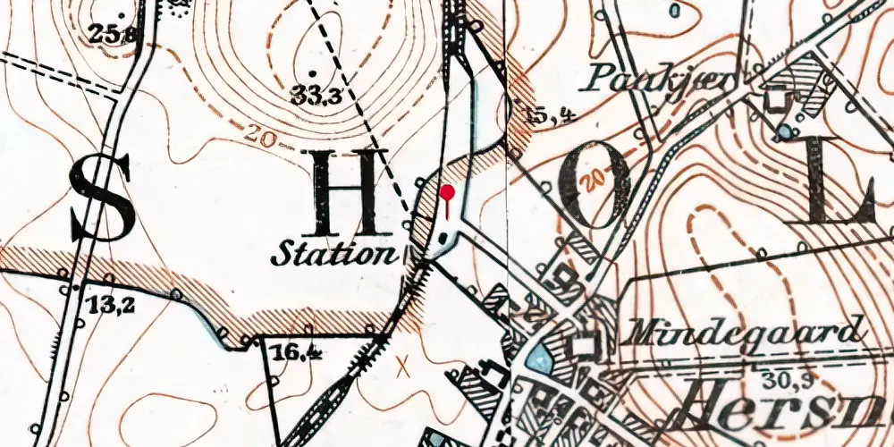 Historisk kort over Hersnap Trinbræt med Sidespor Historisk kort over Hersnap Trinbræt med Sidespor