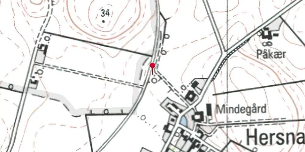 Historisk kort over Hersnap Trinbræt med Sidespor Historisk kort over Hersnap Trinbræt med Sidespor