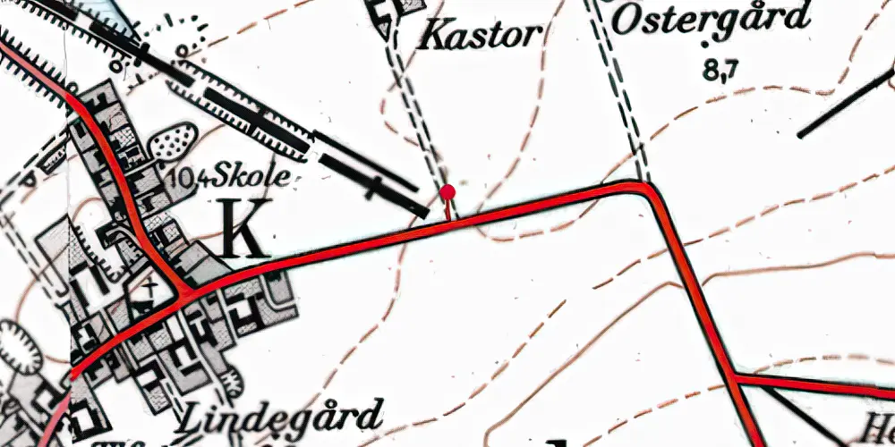 Historisk kort over Veggerslevvejen Trinbræt
