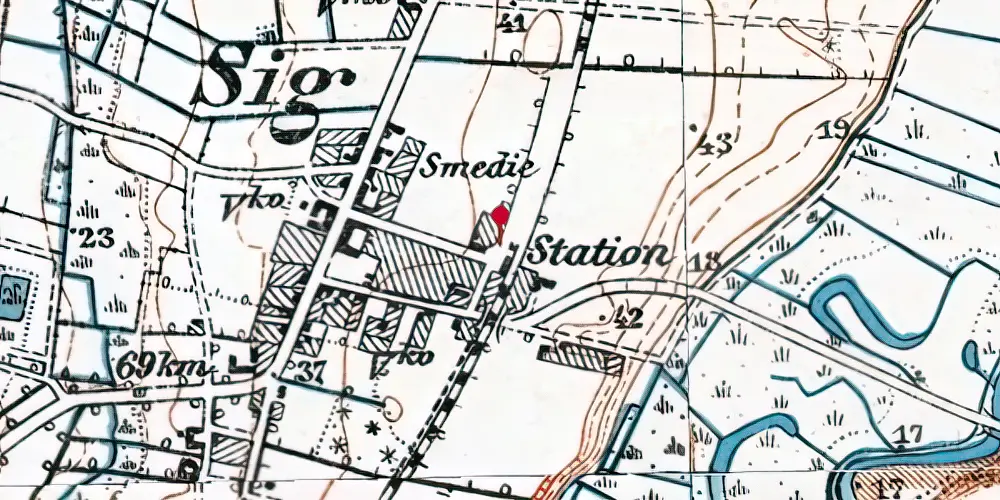 Historisk kort over Sig Station [1878-1970]