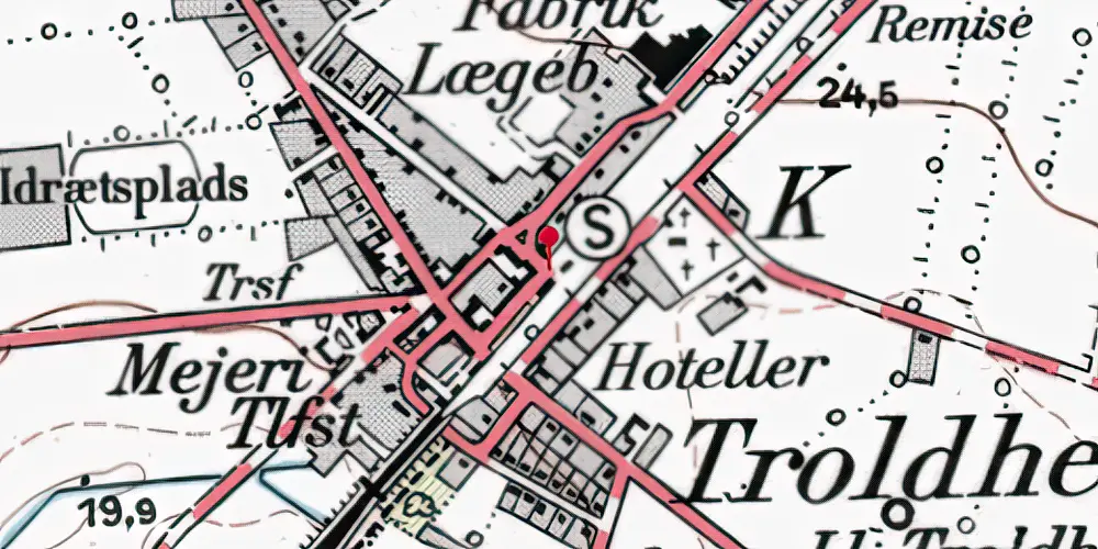 Historisk kort over Troldhede Station [1881-1974]