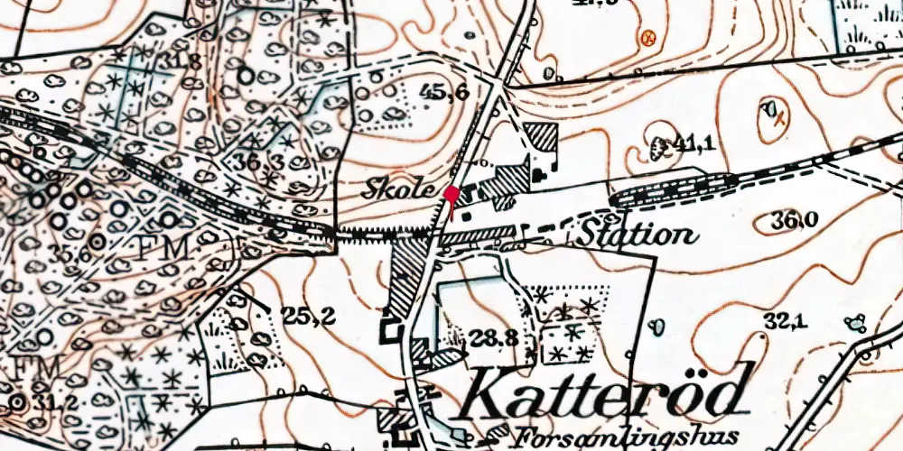 Historisk kort over Katterød Billetsalgssted [1883-1916]
