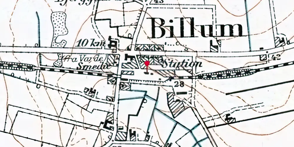 Historisk kort over Billum Station [1903-2002]