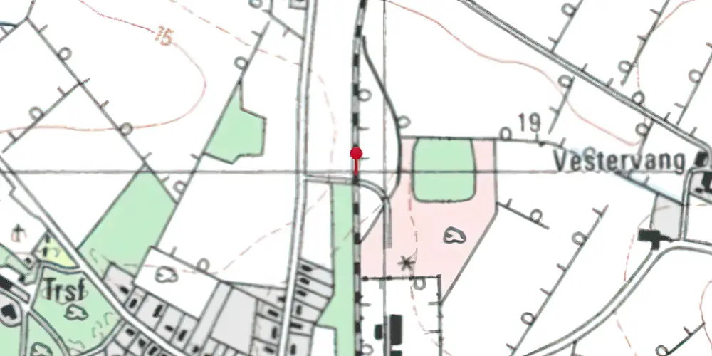 Historisk kort over Baunhøj Trinbræt med Sidespor [1942-2001]