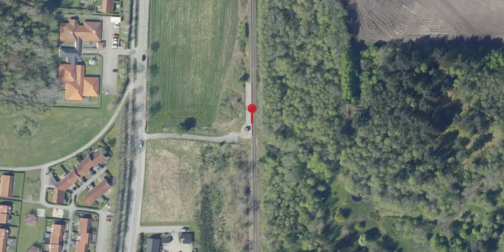 Historisk kort over Baunhøj Trinbræt med Sidespor [1942-2001]