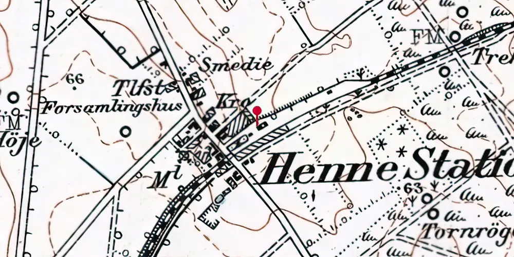 Historisk kort over Henne Station [1903-2002]