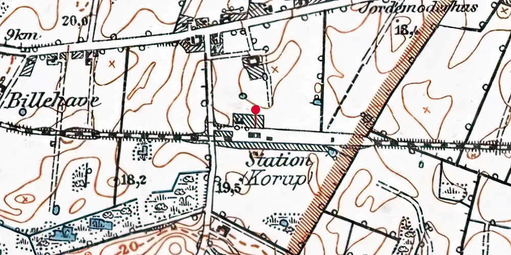 Historisk kort over Korup Station Historisk kort over Korup Station