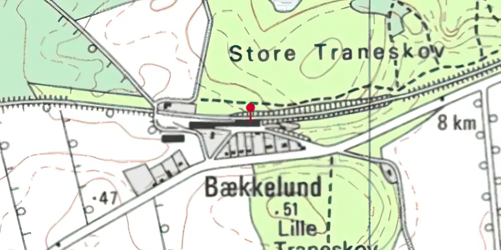 Historisk kort over Bækkelund Holdeplads med sidespor [1906-1922]