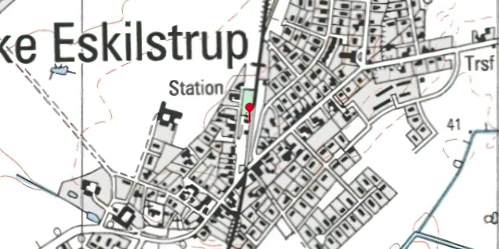 Historisk kort over Kirke Eskilstrup Station [1901-1991]
